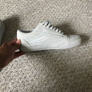 white snakeskin vans